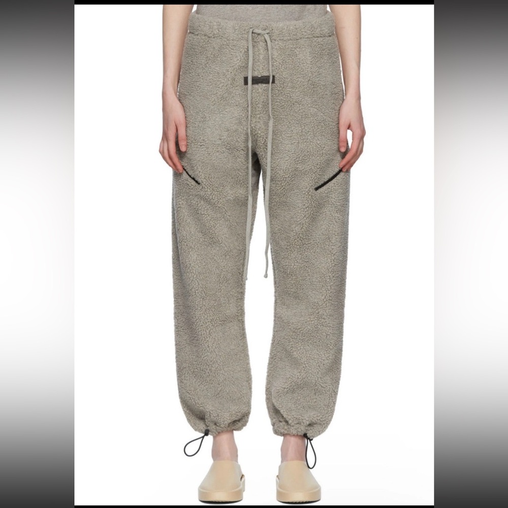 Fear Of God Essentials Gray Polyester Lounge Pants Sherpa Fleece Thick Size S